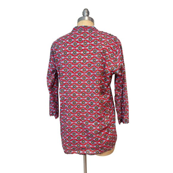 Roberta Roller Rabbit Womens Printed Beaded Tunic Top Medium - Picture 3 of 5